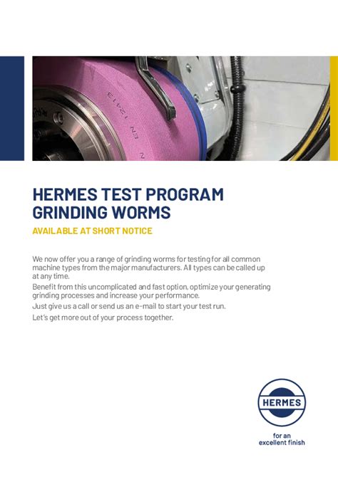 hermes worms|HERMES TEST PROGRAM GRINDING WORMS.